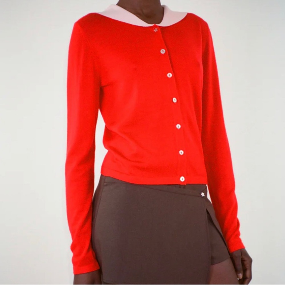 NWT Sandy liang red poppy cardigan size Small